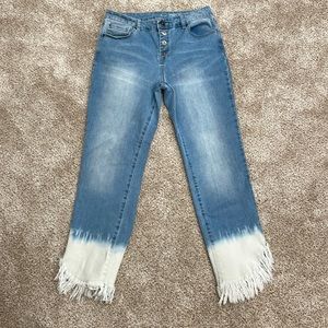 INC Tie-Dyed Angled-Hem Mop Jeans